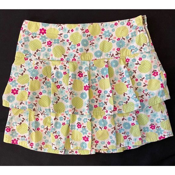 Gymboree 10 Plus Candy Apple 2007 Pleated Skort Skirt Tiered Twirl White Green - Picture 1 of 3